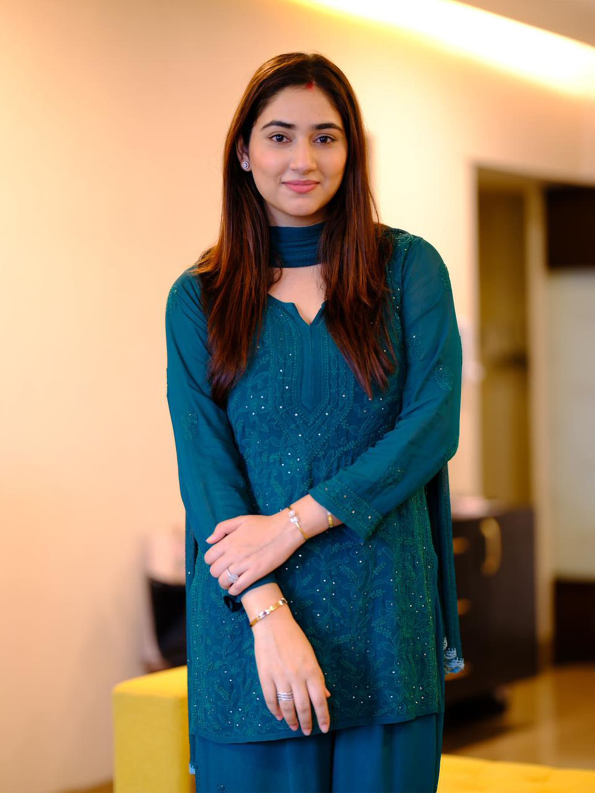 Jade’s Touch Short Chikankari Short Kurta-Sharara Set