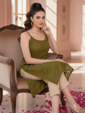 Dreamy Olive Chikankari Long Kurta