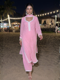 Aniyah Lily Pink Chikankari Kurta Set (Set of 3)