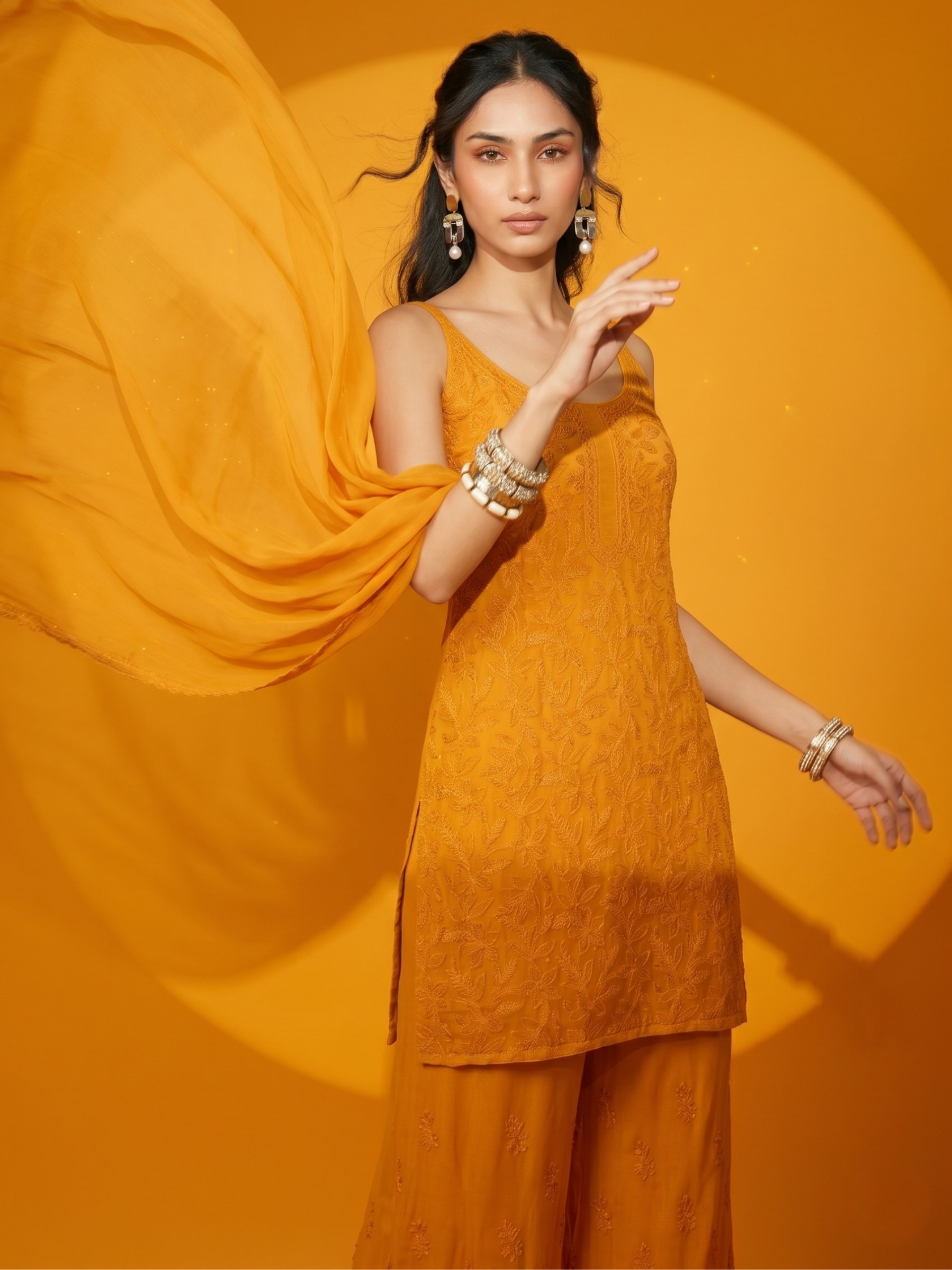 Mango Chikankari Short Kurta Set