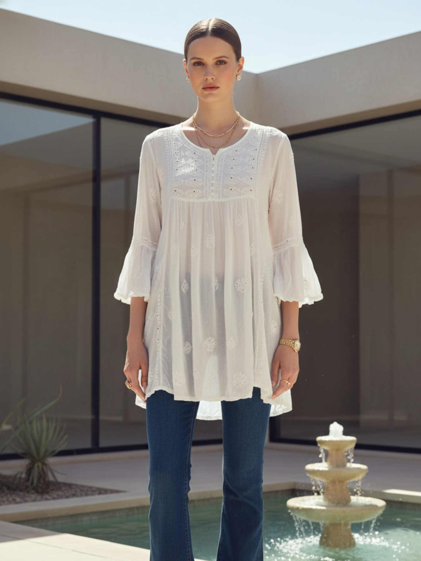 Tara Chikankari Short Kurta