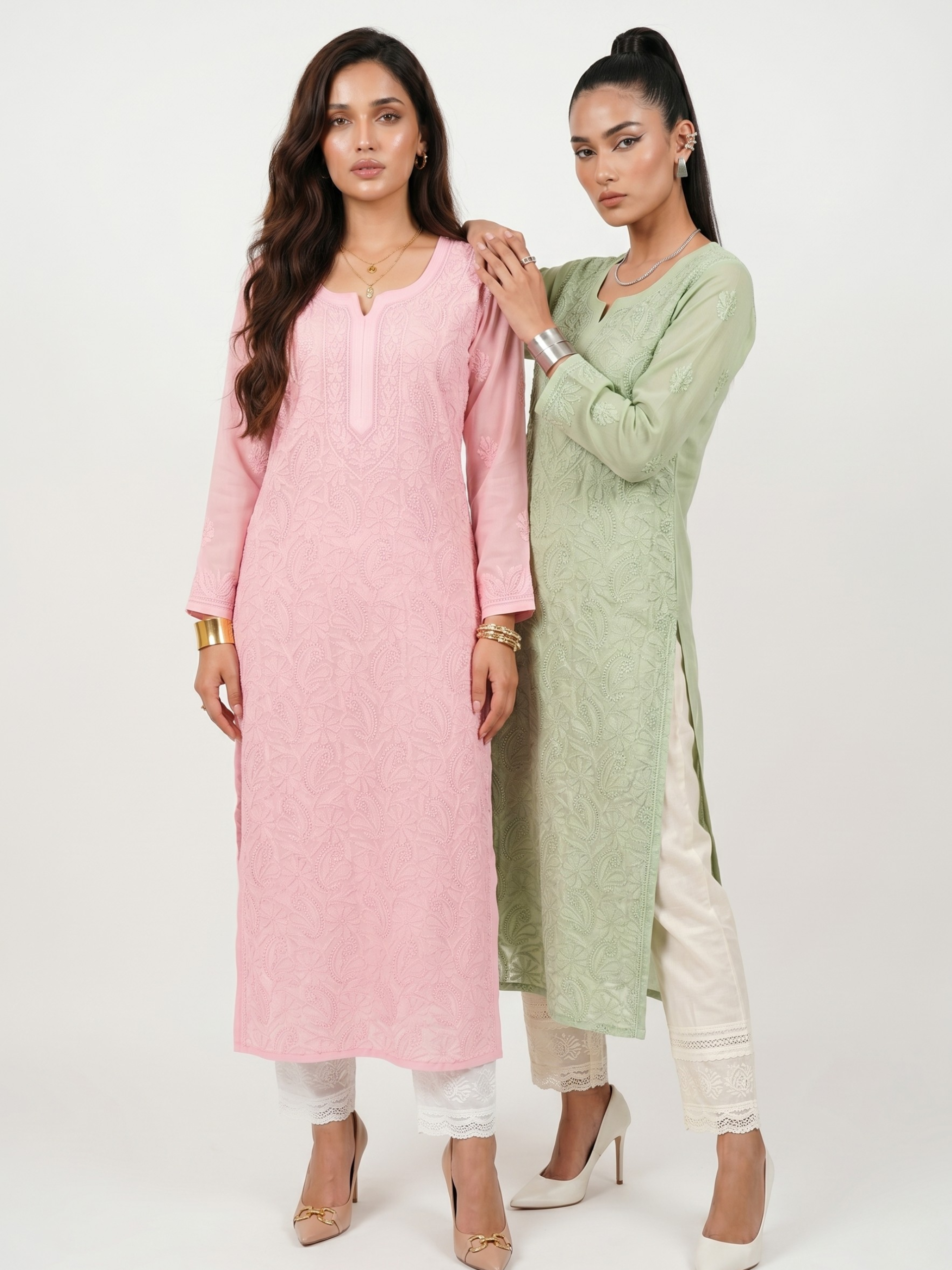 Rose Pink Chikankari Kurta