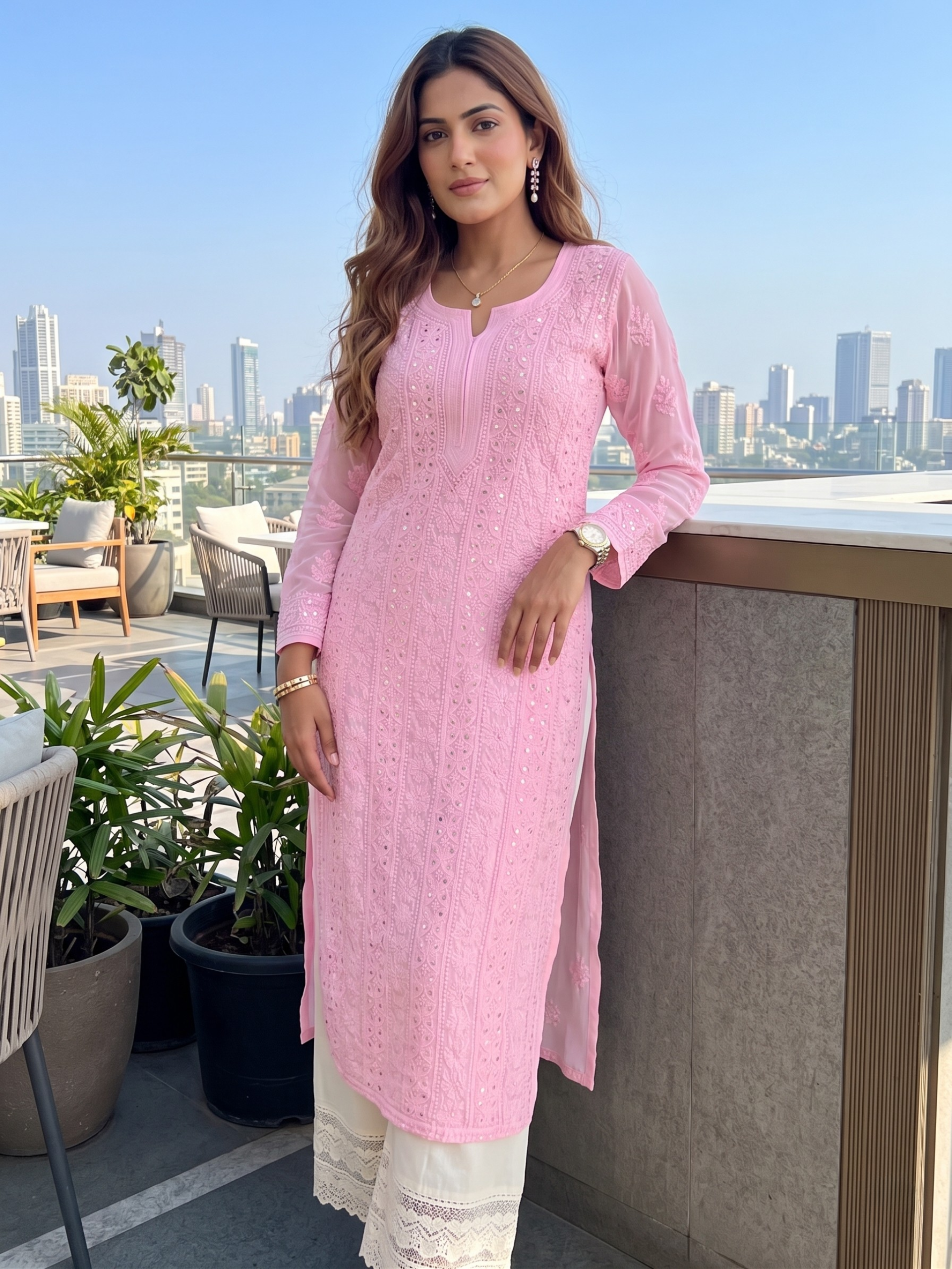 Blossom Pink Chikankari Kurta