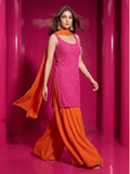 Natalia Chikankari Short Kurta-Gharara Set (Set of 3)