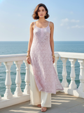 Lavender Chikankari & Lace Sleeveless Kurta