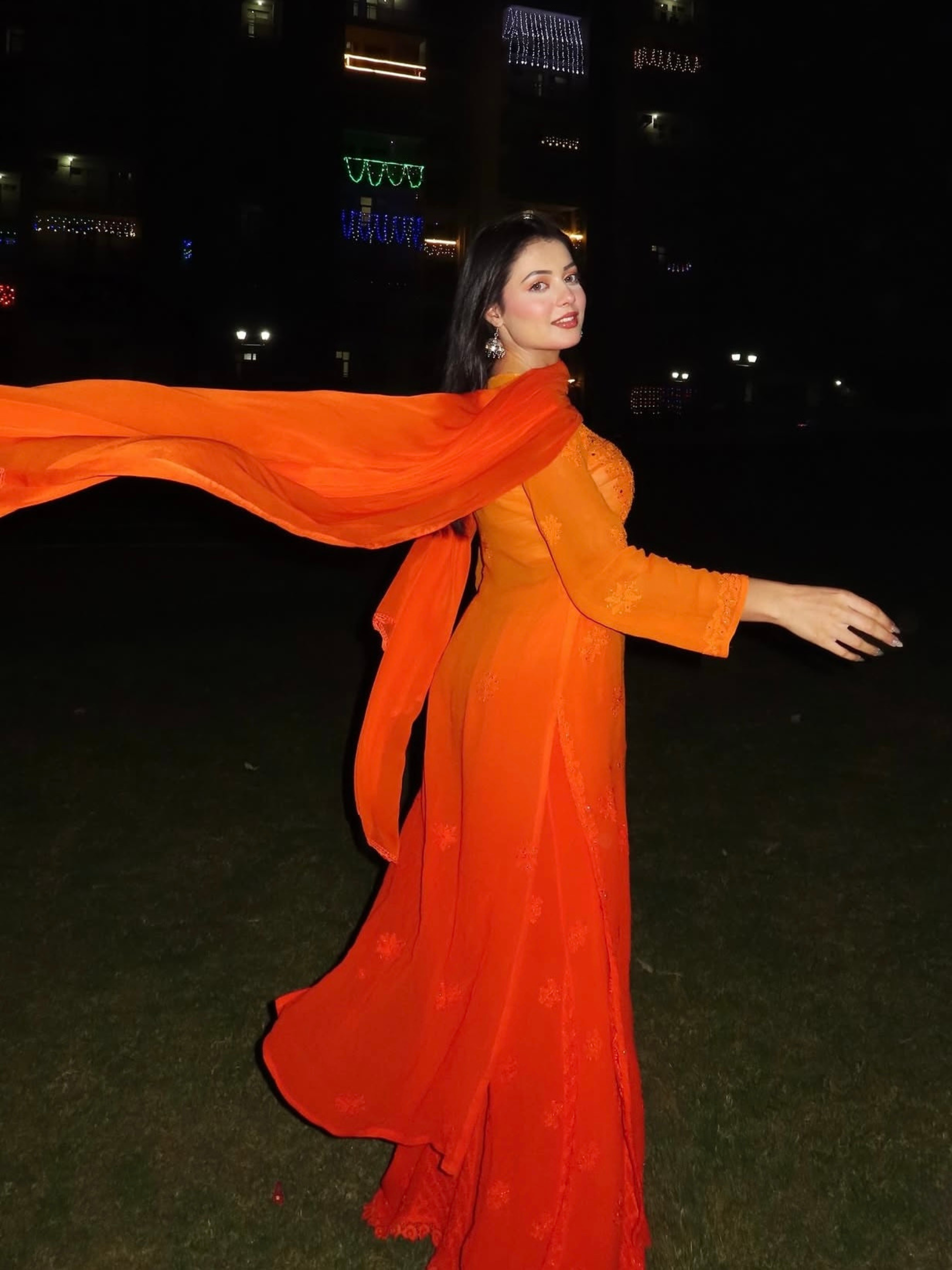 European Sunset Chikankari Kurta Set