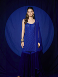 Indigo Chikankari Short Kurta Set