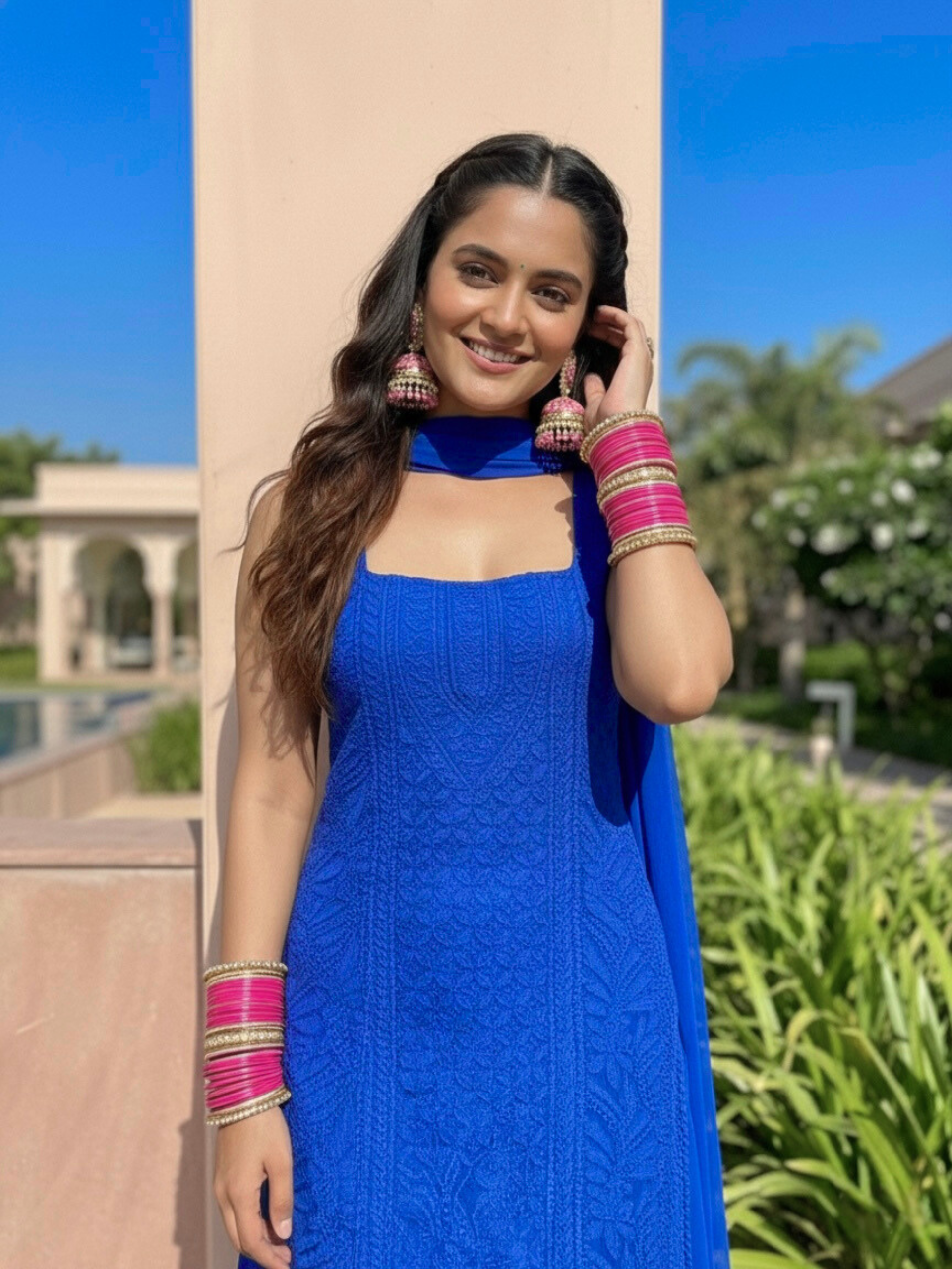 Apricot Chikankari Kurta Set (Set of 3)