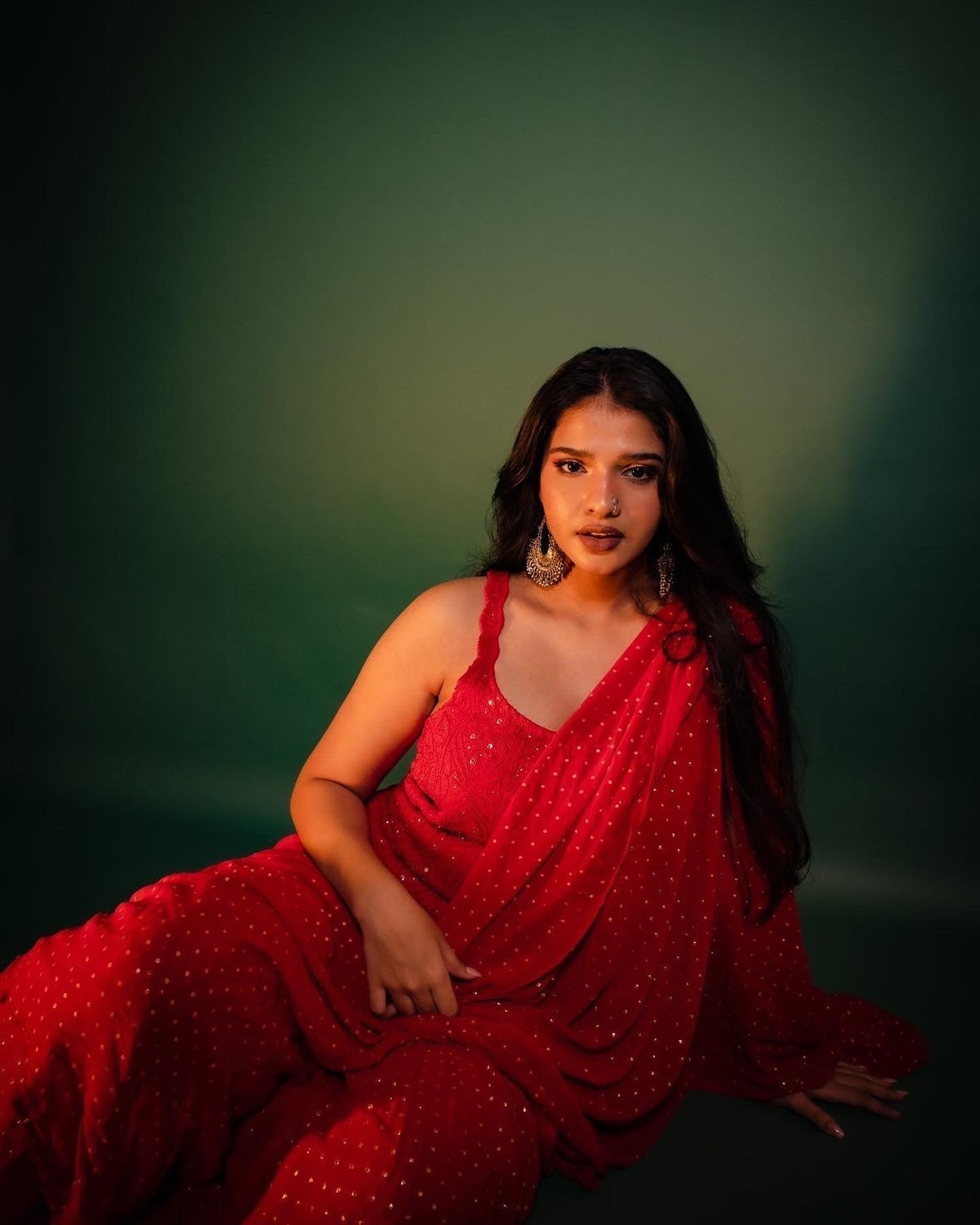 Rose Red Chikankari Gharara Set