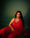 Rose Red Chikankari Gharara Set