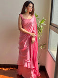 Bella Chikankari Satin Lehenga Saree Set (set of 3)