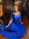 Celestial Sapphire Chikankari & Mirror work Anarkali Kurta Set (set of 3)