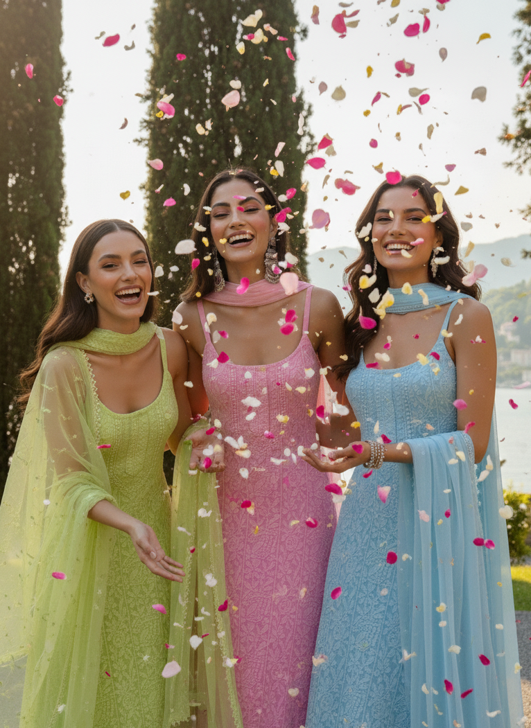 Baby Breath Chikankari Strappy Kurta Set (Set of 3)