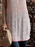 Blush Reverie Chikankari Short Kurta