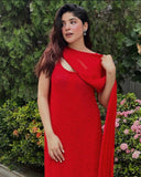 Blood Red Chikankari Kurta Set