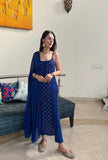 Azure Blue Ring Work Chikankari Kurta Set