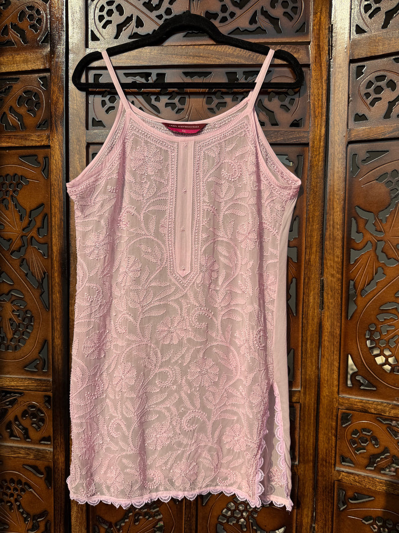 Rose Caramel Summer Sorbet Chikankari Short Kurta