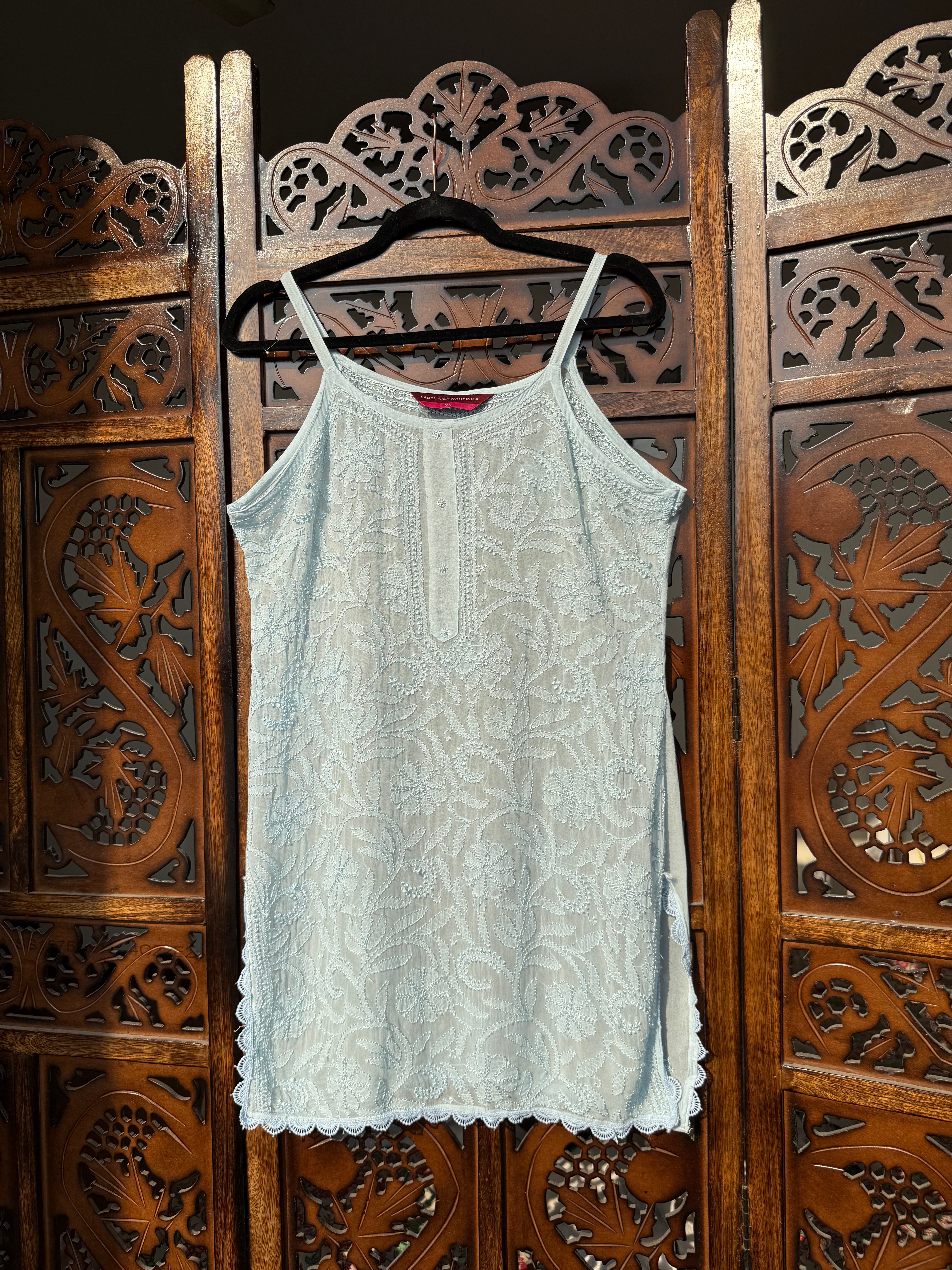 Icy Blue Summer Sorbet Chikankari Short Kurta