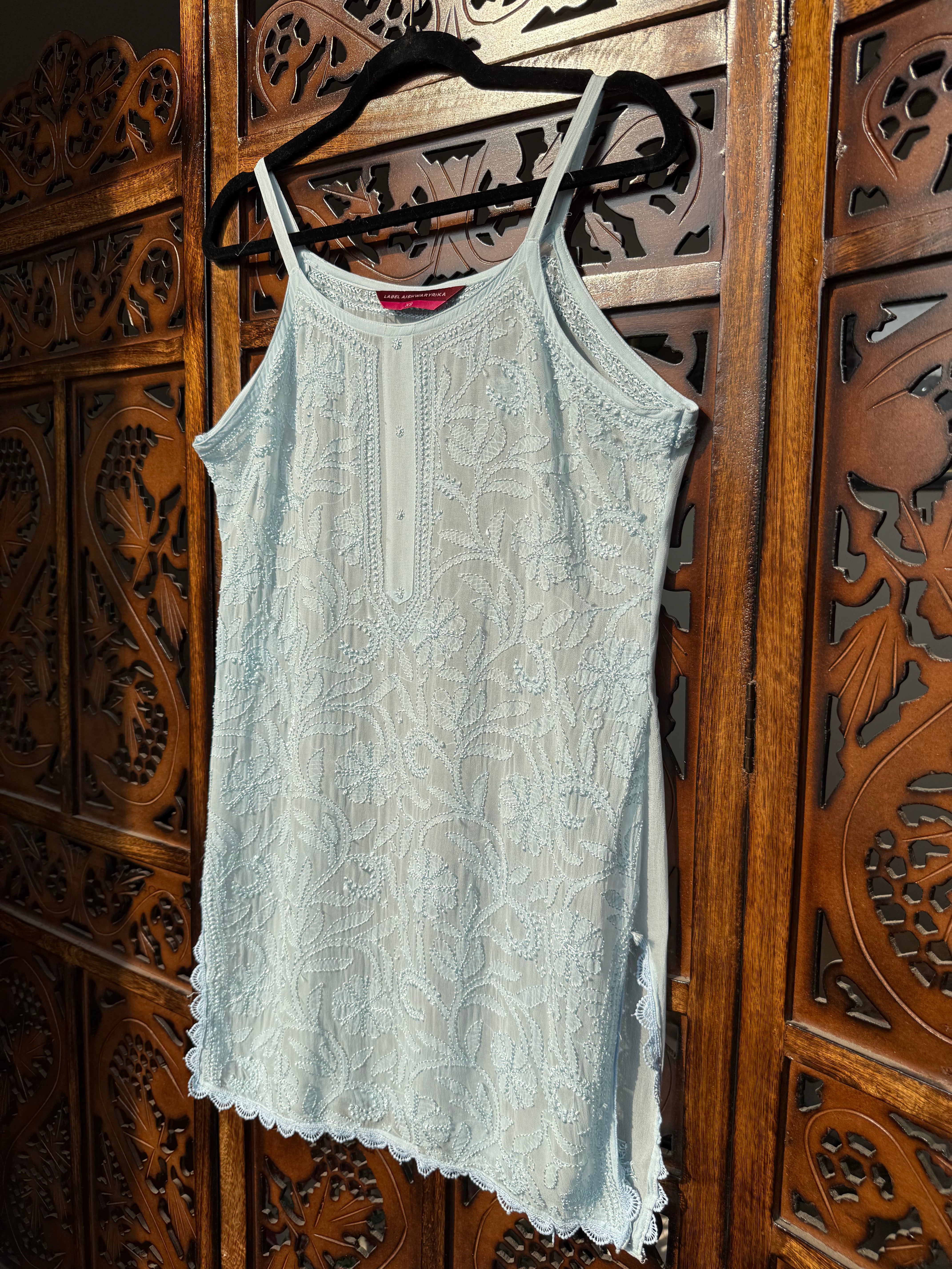 Icy Blue Summer Sorbet Chikankari Short Kurta