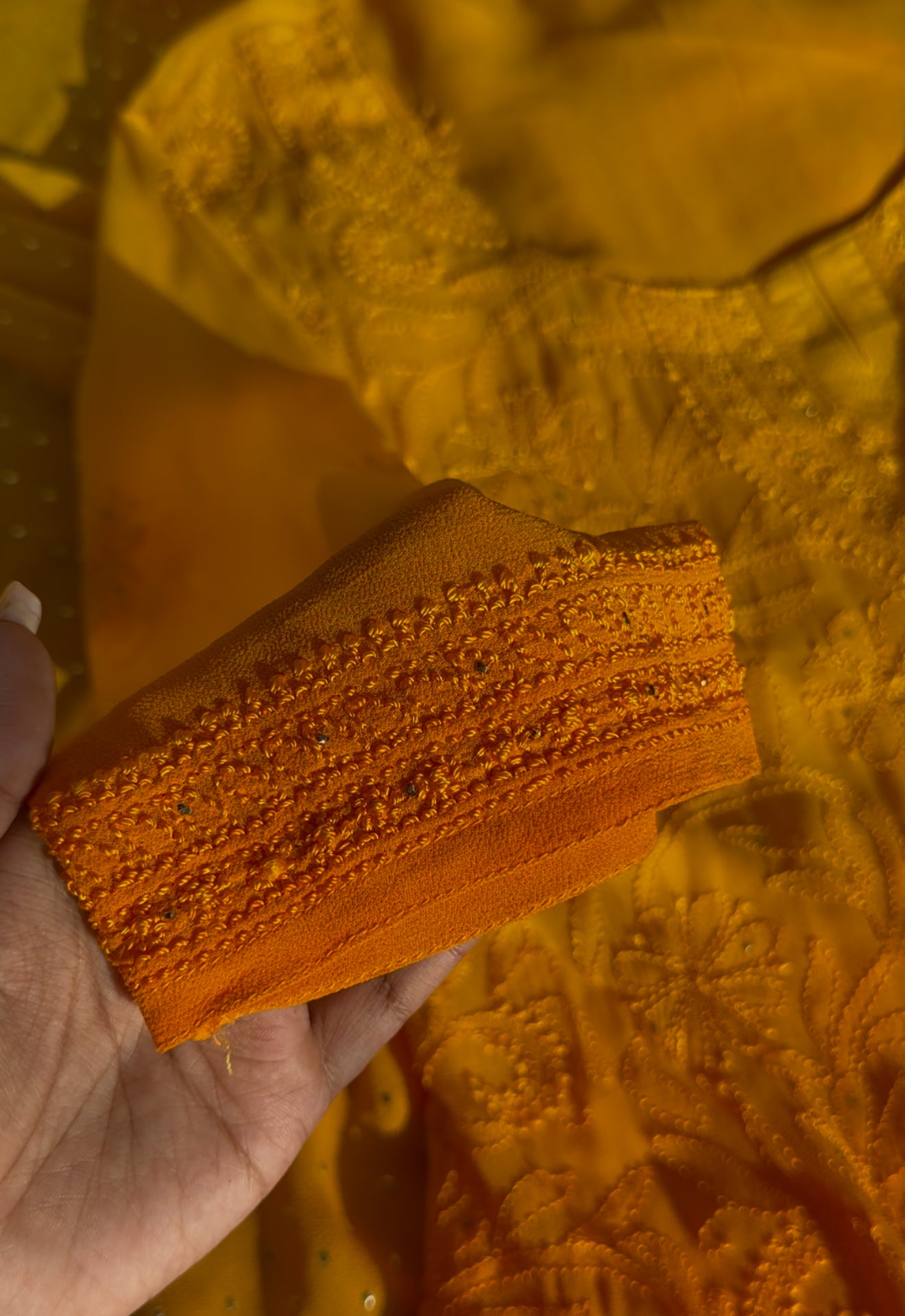 Tuscan Gold Mukaish Gharara Short Kurta Set