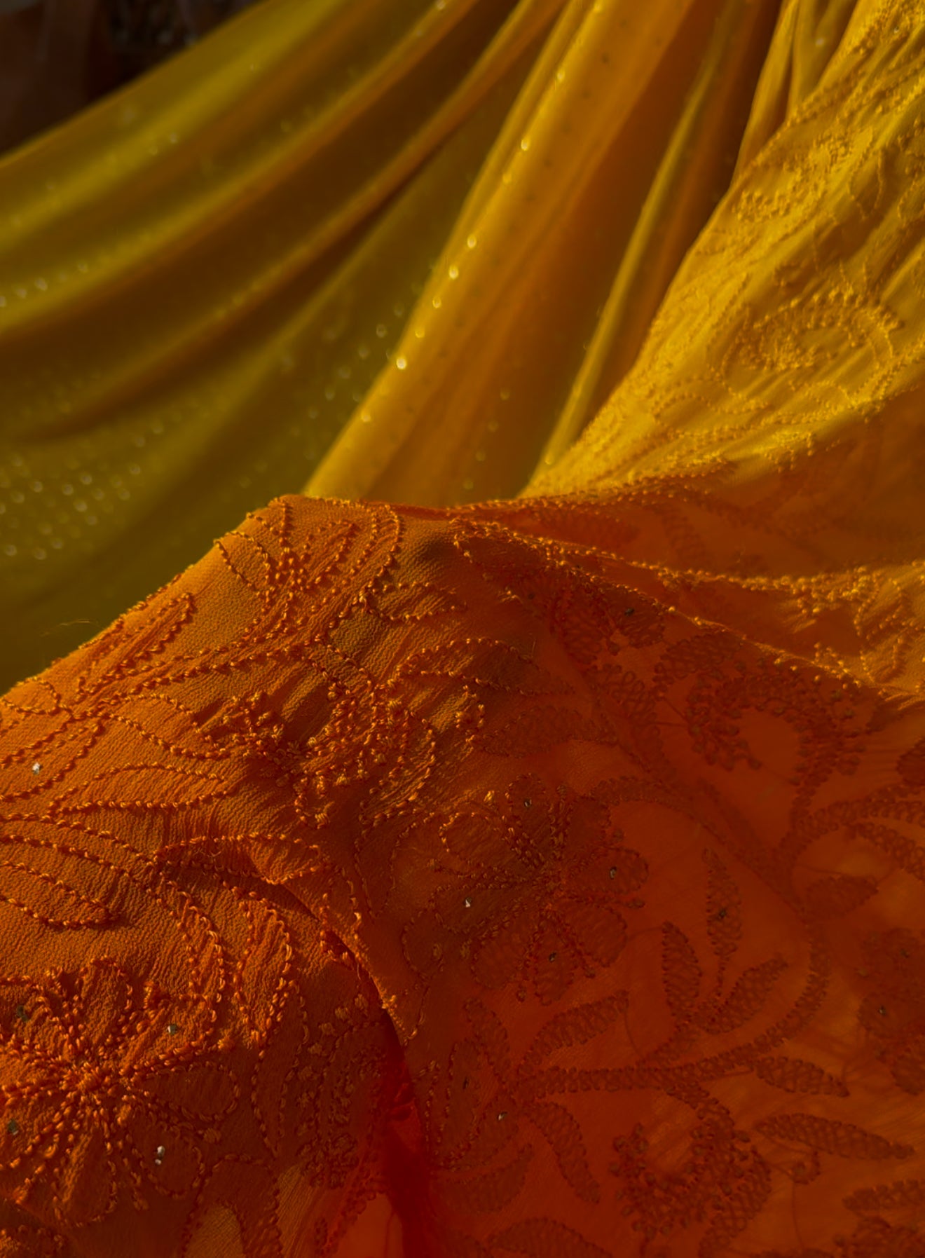 Tuscan Gold Mukaish Gharara Short Kurta Set