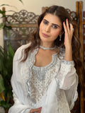 Sylver White Chikankari Gharara Short Kurta Set (set of 3)