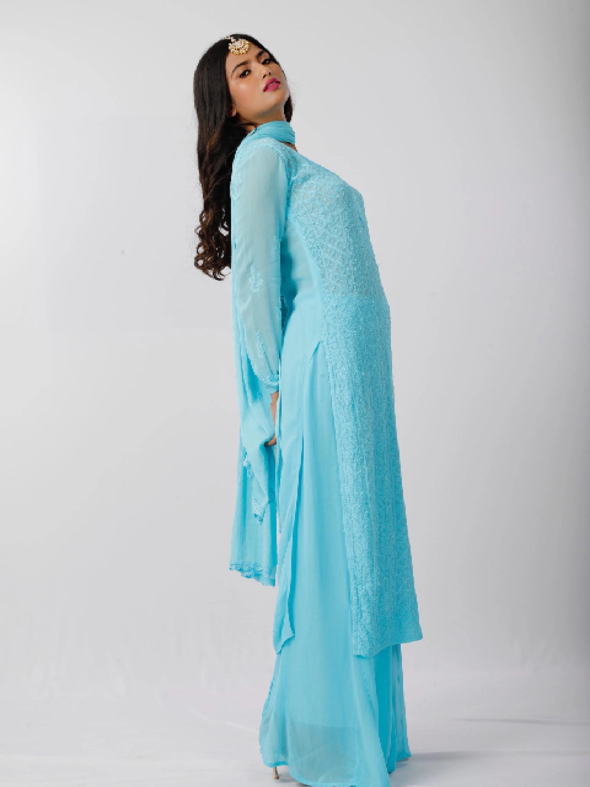 Blue Curaçao Chikankari Set - Shop Label Aishwaryrika