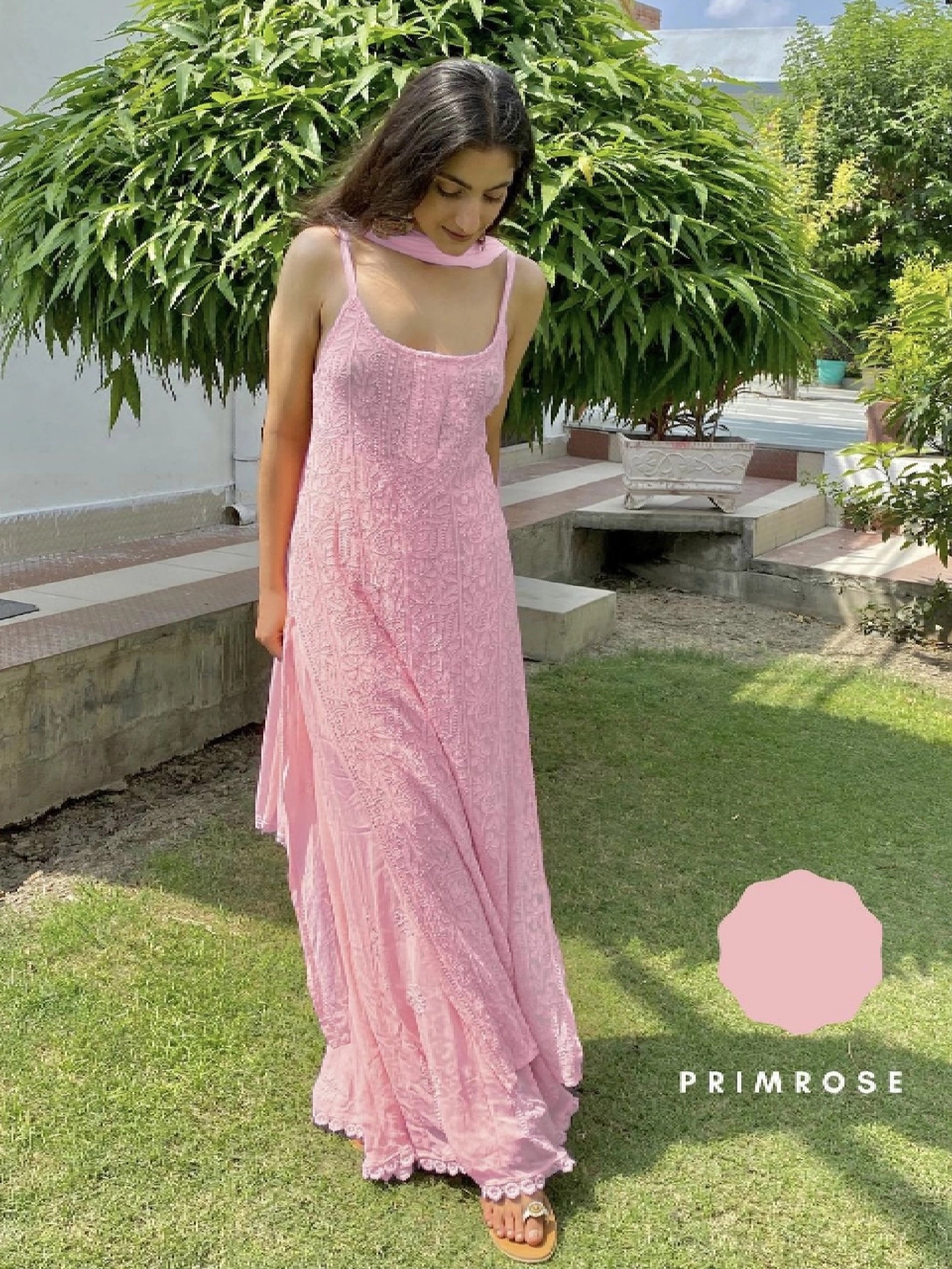 Primrose Chikankari Strappy Kurta Set (Set of 3)