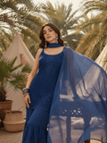 Mystic Blue Chikankari Gharara Set (Set of 3)