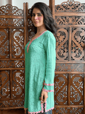 Mint Rosé Chikankari Short Kurta