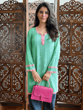 Mint Rosé Chikankari Short Kurta