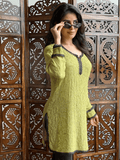 Mystic Olive Chikankari Short Kurta