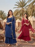 Velvet Sapphire  Ring Work Strappy Chikankari Kurta Set