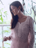 Pressed Rose Chikankari & Mukaish Kurta