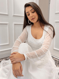 Pearl White Chikankari Anarkali Kurta
