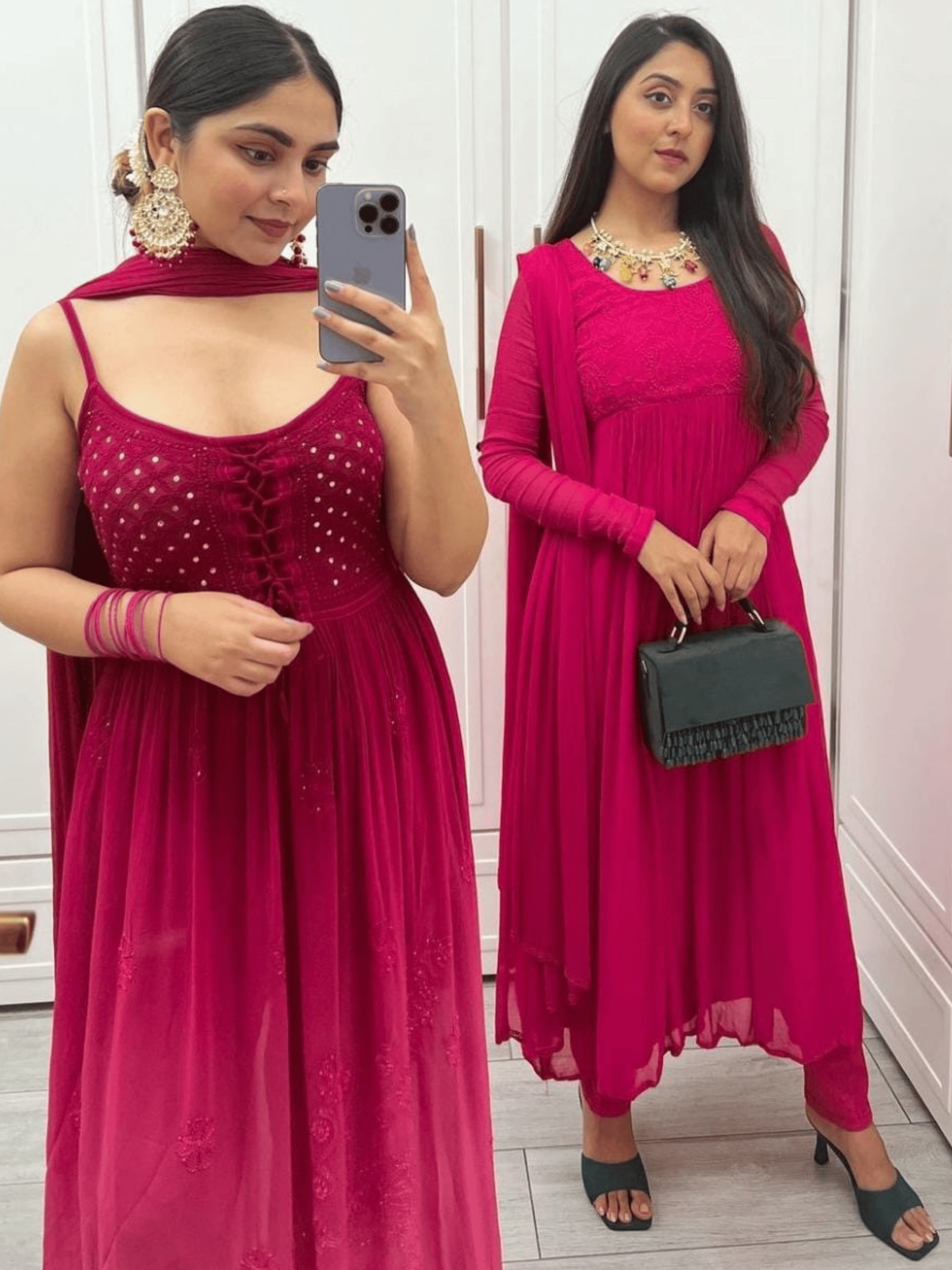 Cleopatra Pink Chikankari Anarkali Kurta