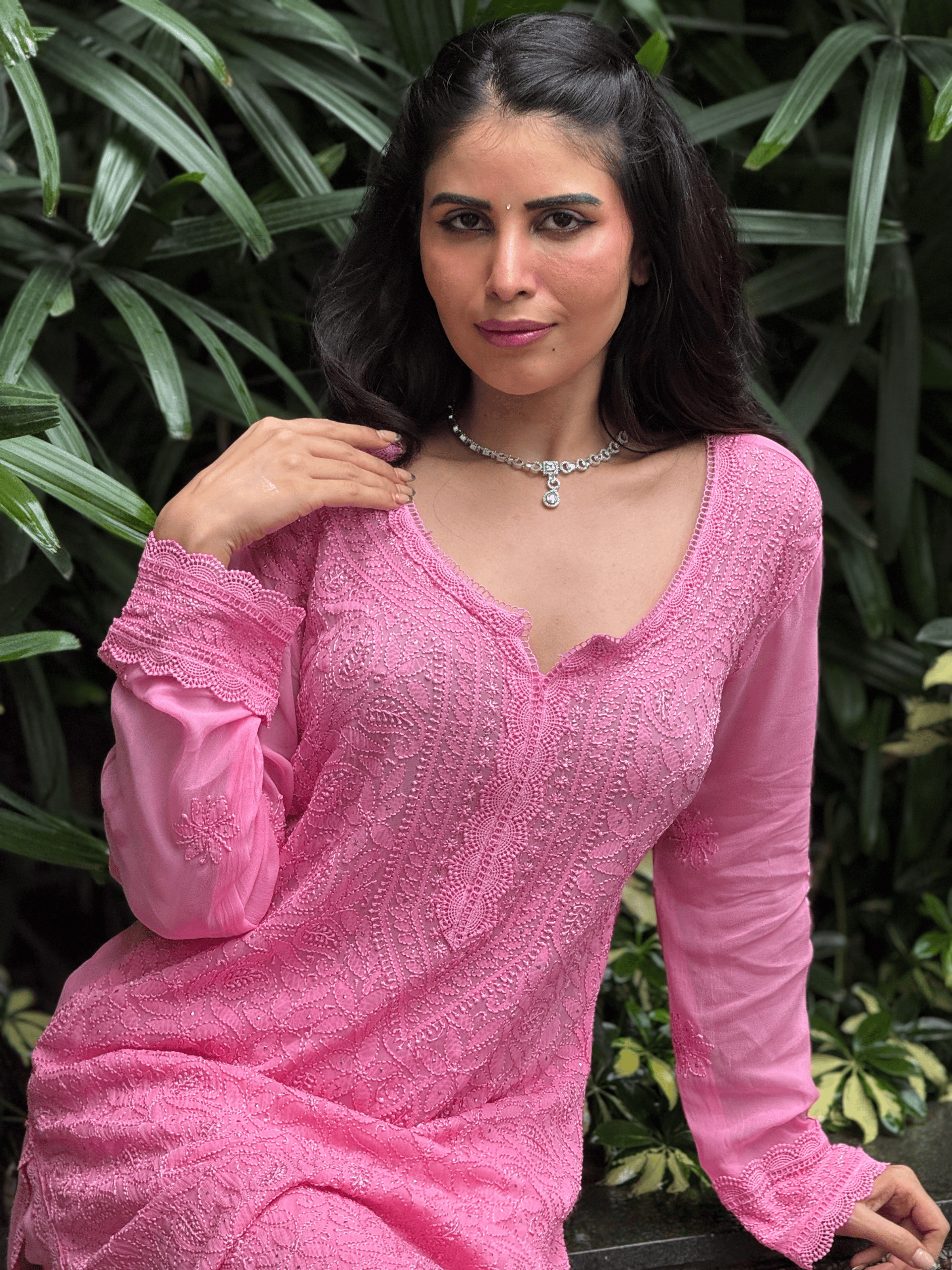 Rose Élan Chikankari & Mukaish Lace Set (Set of 3)