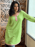 Green Mist Chikankari Short Kurta