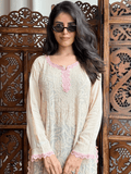 Peach Veil Chikankari Short Kurta