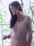 Pressed Rose Chikankari & Mukaish Kurta Set (Set of 3)