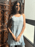 Icy Blue Summer Sorbet Chikankari Short Kurta