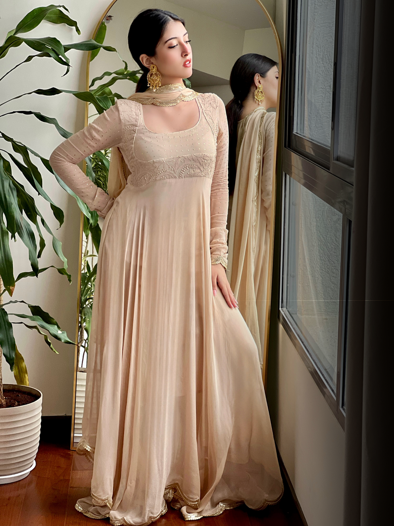 Caramel Dolce Chikankari Mastani Anarkali Set