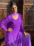 Iris Purple Chikankari & Mukaish Ring Work Kurta