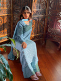 Ice Blue Chikankari & Mukaish Ring Work Kurta