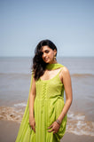Spring Green Flared Anarkali Chikankari Kurta