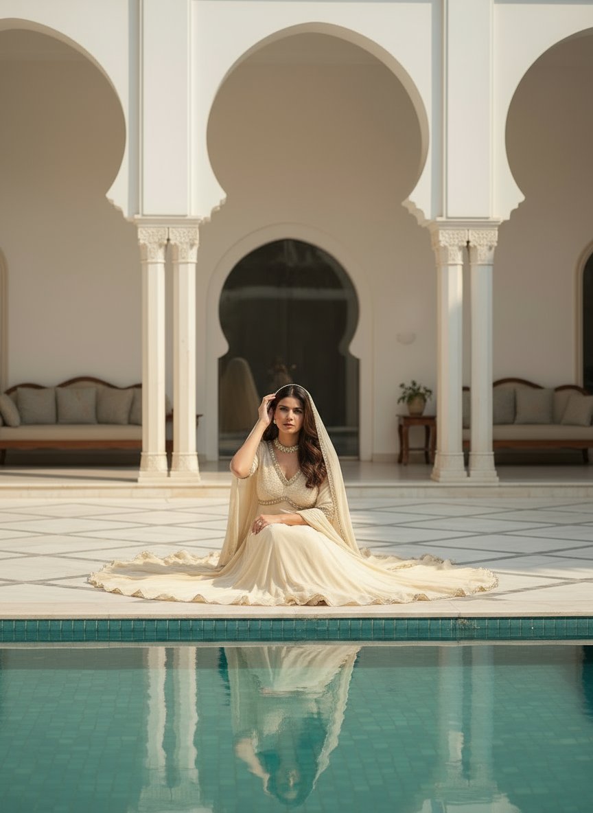 Irene Chikankari & Mirror work Anarkali (set of 3)