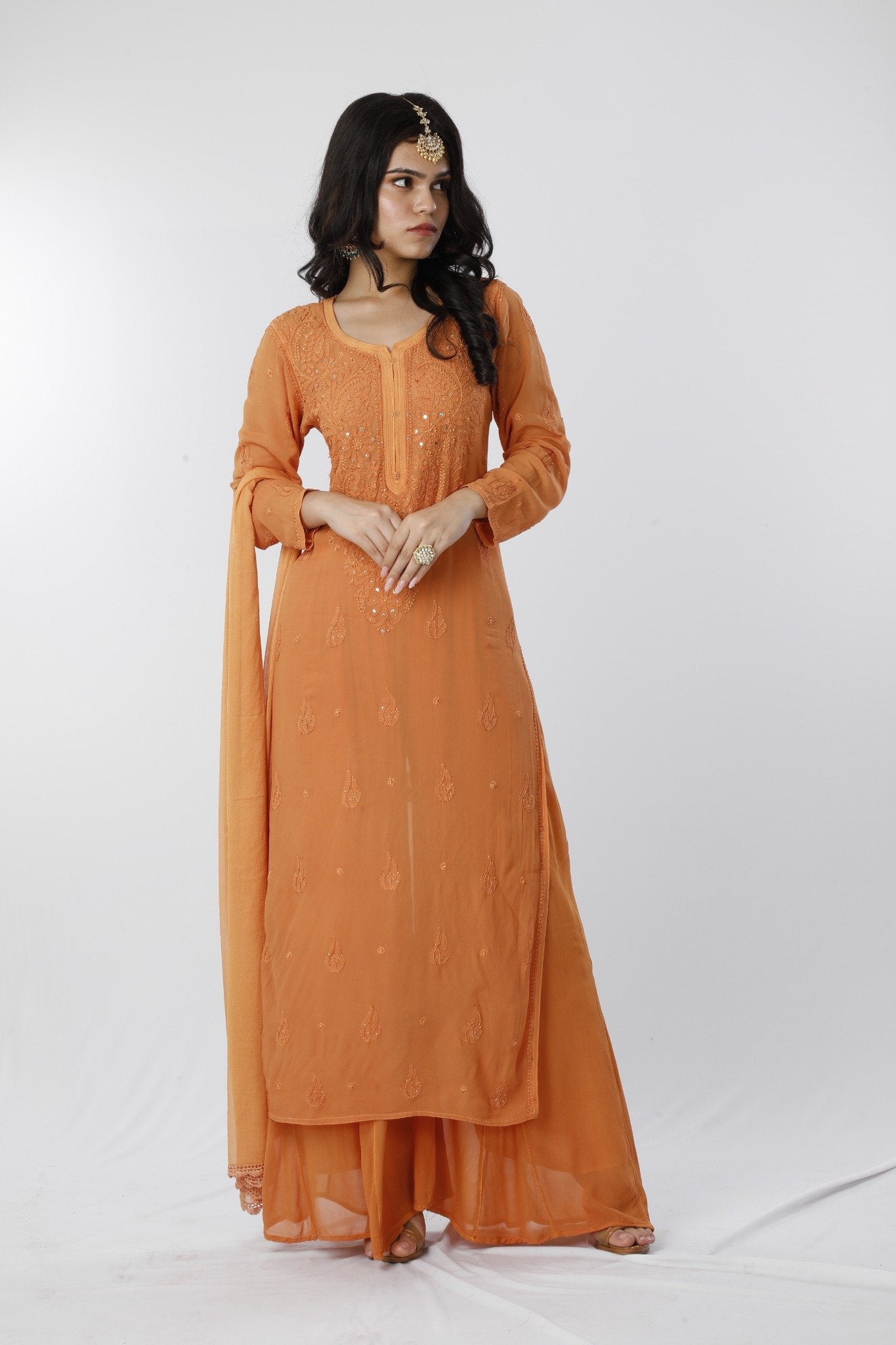 Tequila Sunrise Chikankari Kurta