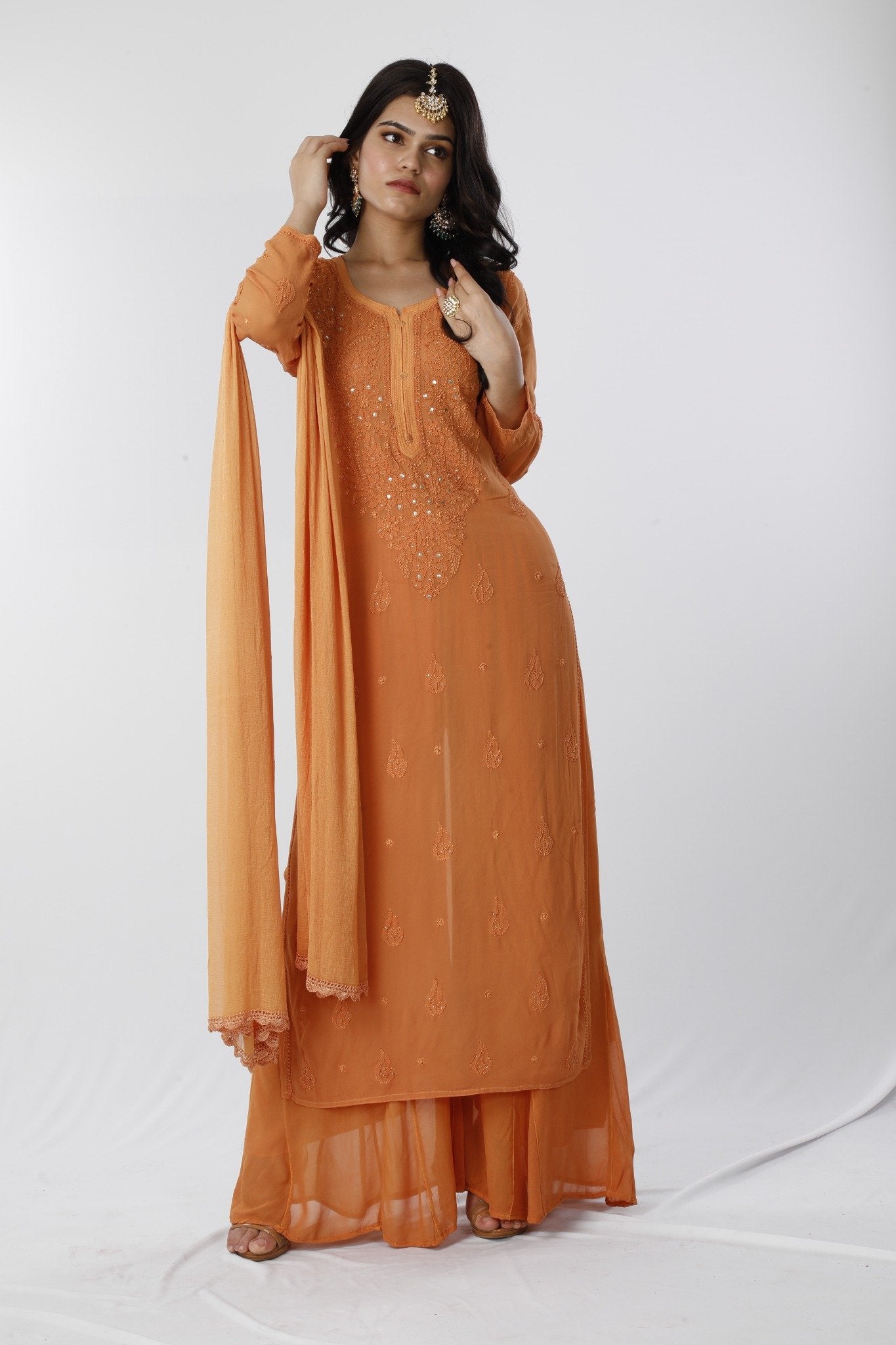 Tequila Sunrise Chikankari Kurta