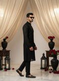 Obsidian Mens Chikankari Hand-embroidered Kurta